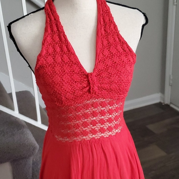 Elegant Red Halter Maxi Dress - Picture 2 of 6